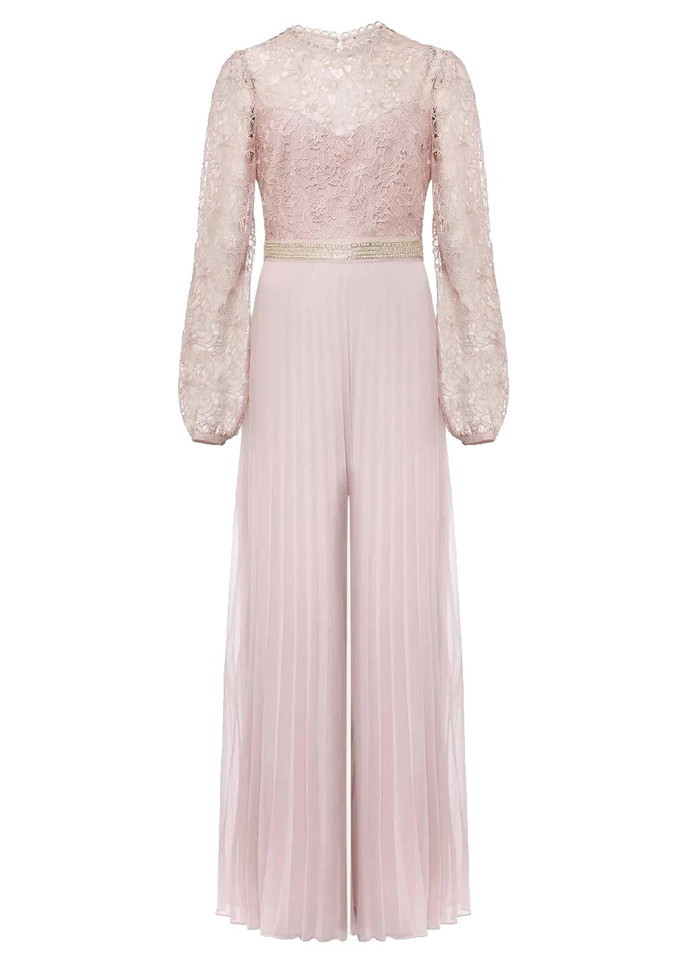 Phase Eight Jumpsuit Embellished Isla Lace Wide Leg Pink Chiffon UK 12 RRP £249