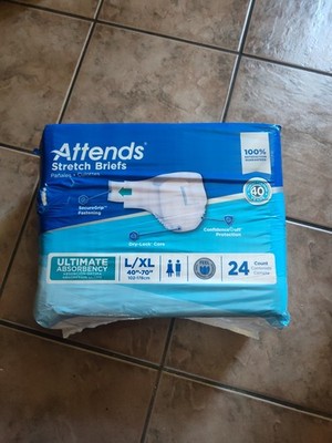 Attends Stretch Briefs Ultimate Absorbency L/XL Brand New