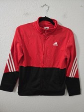 Adidas Boys Regular Fit Coup Standard Zip-up Sweatshirt Red  Black Sz M 10/12 