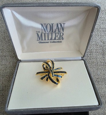 Vintage Nolan Miller Faux Sapphire Brooch Pin  COA