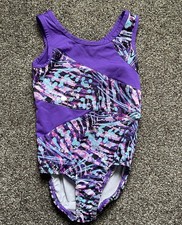 Girl s XS 4/5 Danskin Now Purple Print Gymnastics Leotard
