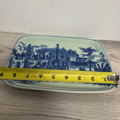 English Victorian Ironstone Ware Flow Blue Covered Cheese Bread Dish - Picture 12 of 13