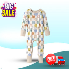 FASH SALE Little Sleepies Check Mates Crescent Zippy Bamboo Zip Sleeper PJ
