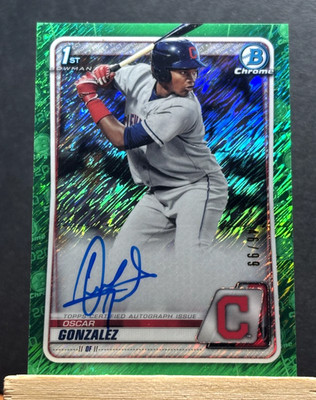 2020 Bowman OSCAR GONZALEZ Chrome Prospect Auto #CPA-OG Green Shimmer Ref #'d/99