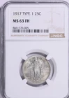 1917 Type 1 Standing Liberty Quarter : NGC MS63FH  FULL HEAD