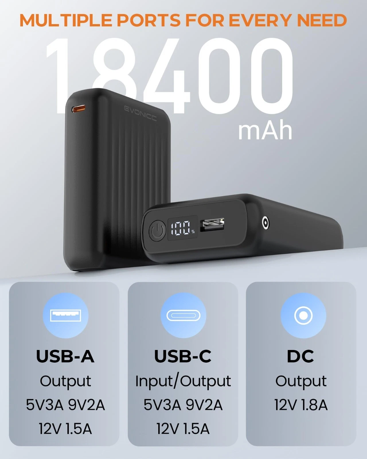 12V 18400mAh Heated Jacket Battery Pack, Portable Power Bank with Digital Displa - product detail image 3