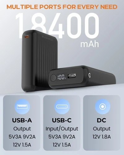 12V 18400mAh Heated Jacket Battery Pack, Portable Power Bank with Digital Displa image 3