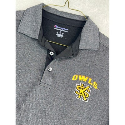 Champion Mens Medium Kennesaw State Owls Polo Shirt KSU Grey Herringbone