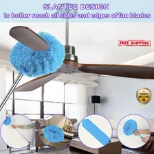 1pc Extendable Microfiber Ceiling‑Fan Duster – Long Handle, Washable - NEW