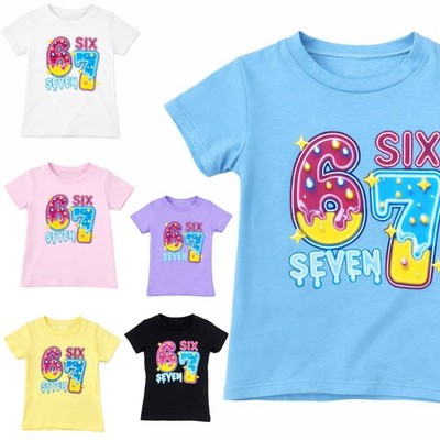 Mädchen Unisex Kinder T-Shirt 3-14 Jahre bunt 6 7 Six Seven Design Top Trend