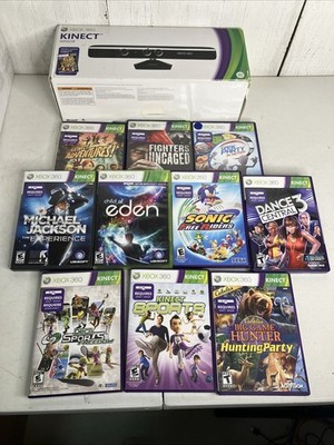 Used Xbox 360 Kinect Sensor with 10 Games Bundle Kinect Adventures Sonic Sports