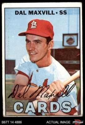 1967 Topps #421 Dal Maxvill Cardinals DOUBLE-PRINT 1 - POOR