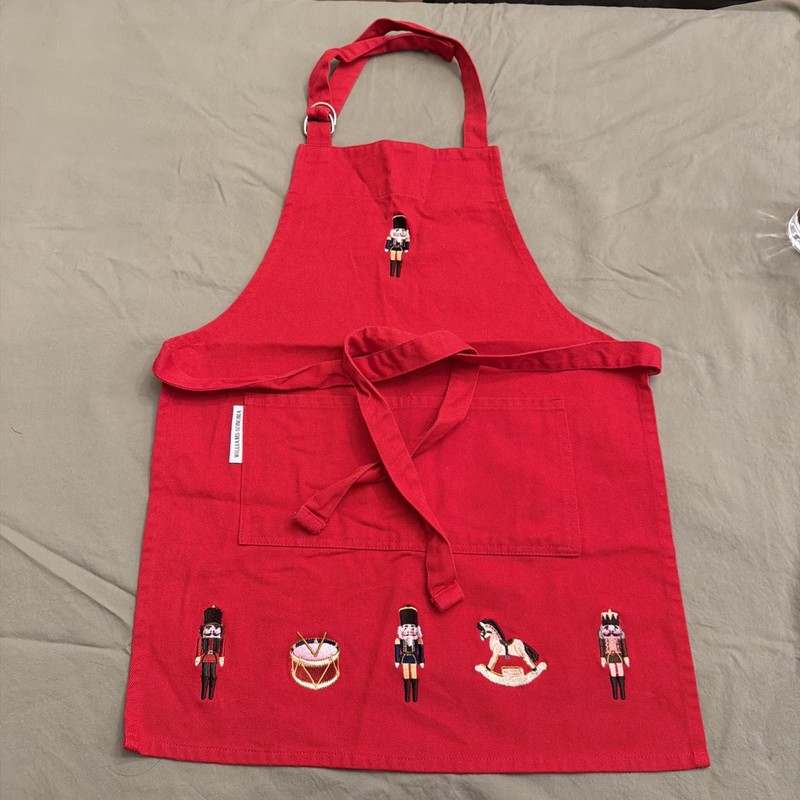 Child’s Williams Sonoma Classic Red Bib Apron Nutcracker Theme