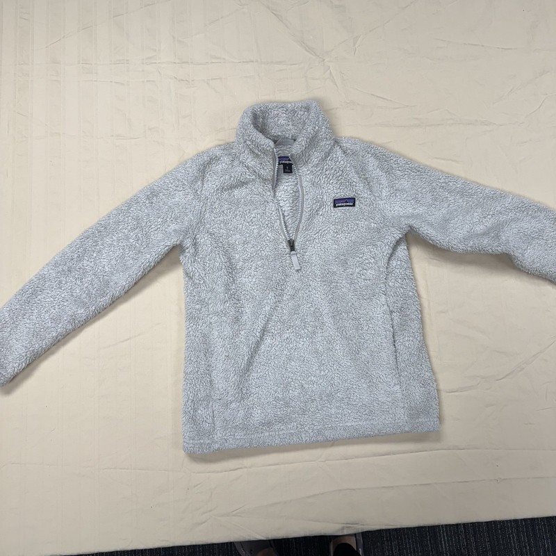 Patagonia Los Gatos 1/4 Zip Fleece Pullover Gray Sherpa Girls M 10