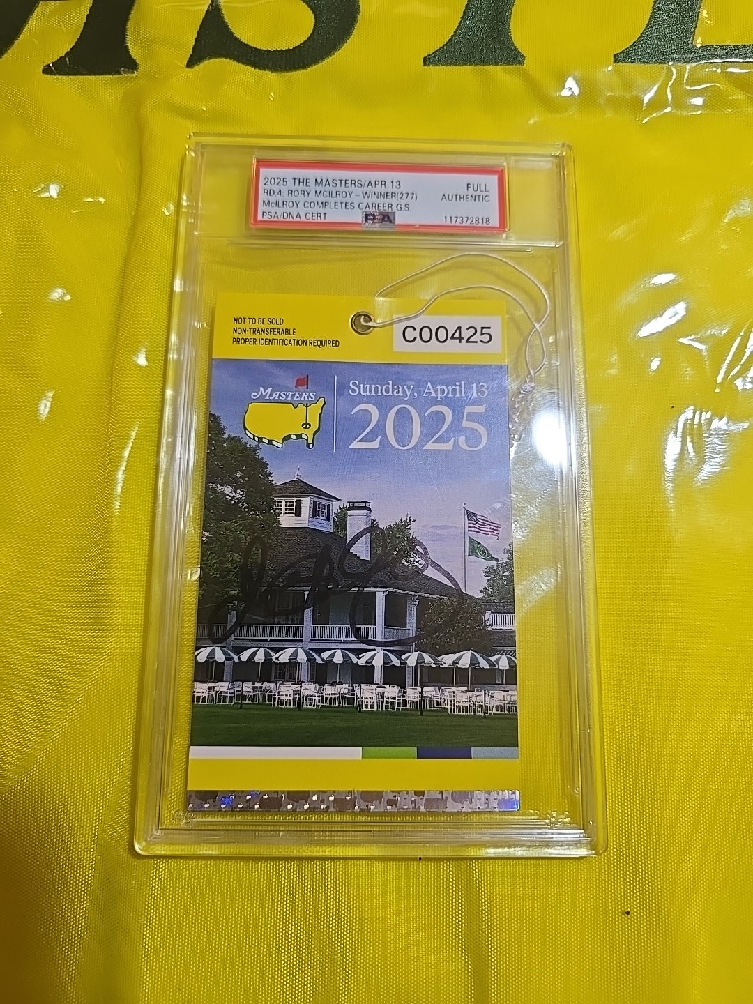 Rory McIlroy Autographed Signed 2025 MASTERS SUNDAY FINAL ROUND TICKET SLAB ANGC PSA/DNA 