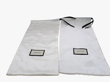 Gucci Dust Bag 8” X 17” White Black Logo Drawstring Shoe Storage Cover Set oF 2