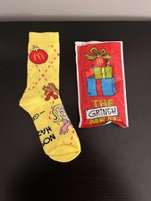 McDonald  s Grinch Meal 2025 Socks Yellow Collectible Opened With Bag Rare