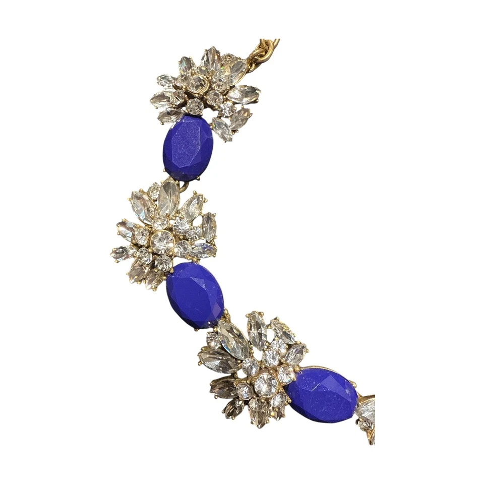 J. Collar Crew tono dorado azul real y cristal transparente JC418 Foto 3 de 4