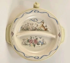 Pfaltzgraff Selandia Tea Rose Baby Warming Dish Fox Bunny Floral Kid Plate 8" 🐇
