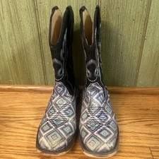 Kids Girl's Roper Black Teal Purple Sparkle Western Square Toe Boots Size 1