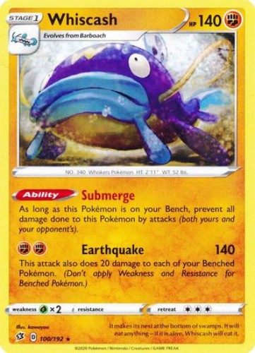 Pokemon Card - Rebel Clash 100/192 - WHISCASH (rare) - NM/M