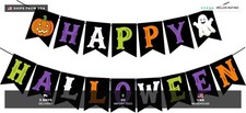 Happy Halloween Banner, Pre-Strung Halloween Party Decorations