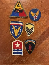 WWII Patches Lot Of 6 Military USA Uniform Free Shipping