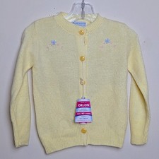 Vintage 60s Dupont Orlon Sweater Cardigan Floral Infant Girls 12-18 Mos w/ Tags