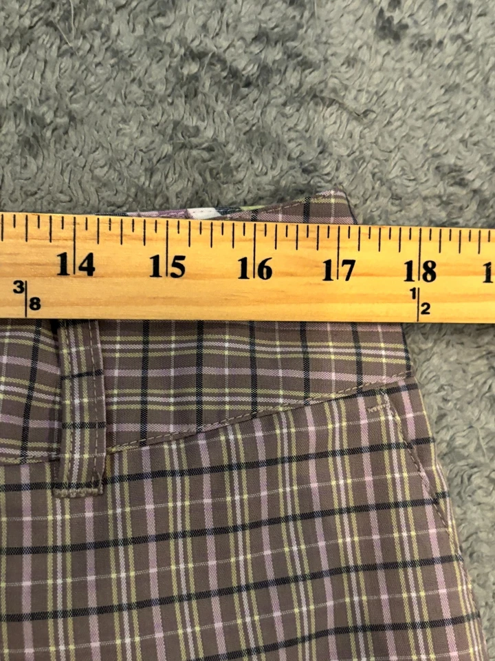 Pantalones Cortos de Golf Adidas Bermudas Para Mujer 12 Púrpura A Cuadros Rendimiento Elastizados Activos Foto 3 de 4