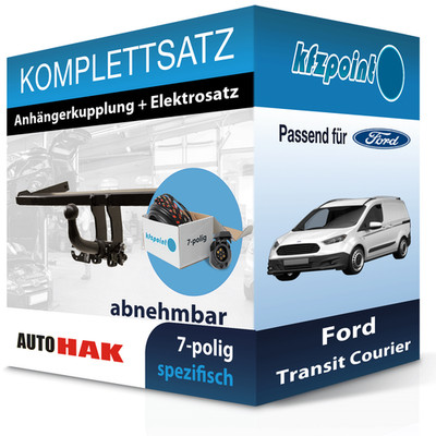 AUTO HAK Anhängekupplung abnehmbar und E-Satz für Ford Transit Courier 14- AHK