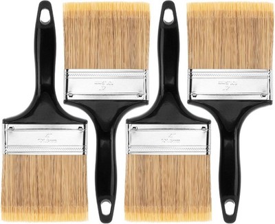 Bates- Paint Brushes, 4-Inch, 4 Pack, Flat Brushes for Walls, Black 