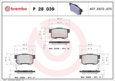 FOR BREMBO P 28 039 HAM PADS. REAR HONDA CR-V 02-REAR