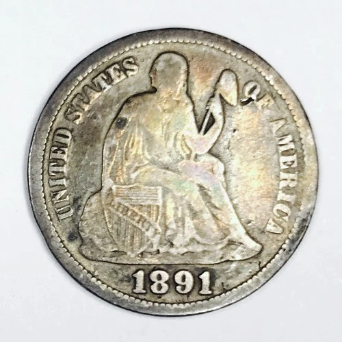 *1891 P LIBERTY SEATED DIME* *SCARCE TYPE* *LEGEND OBVERSE* NR #G3778