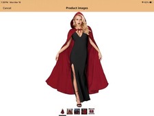 Classic Red Cape Cloak w/ Hood Full Length Cosplay Costume Women One Size New