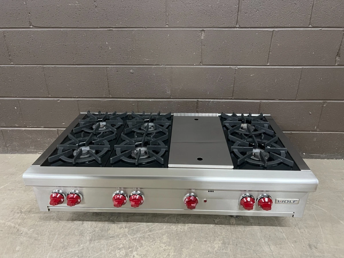 Wolf 48 Range Top - RT486G - 6 Burners + Griddle Stainless Steel