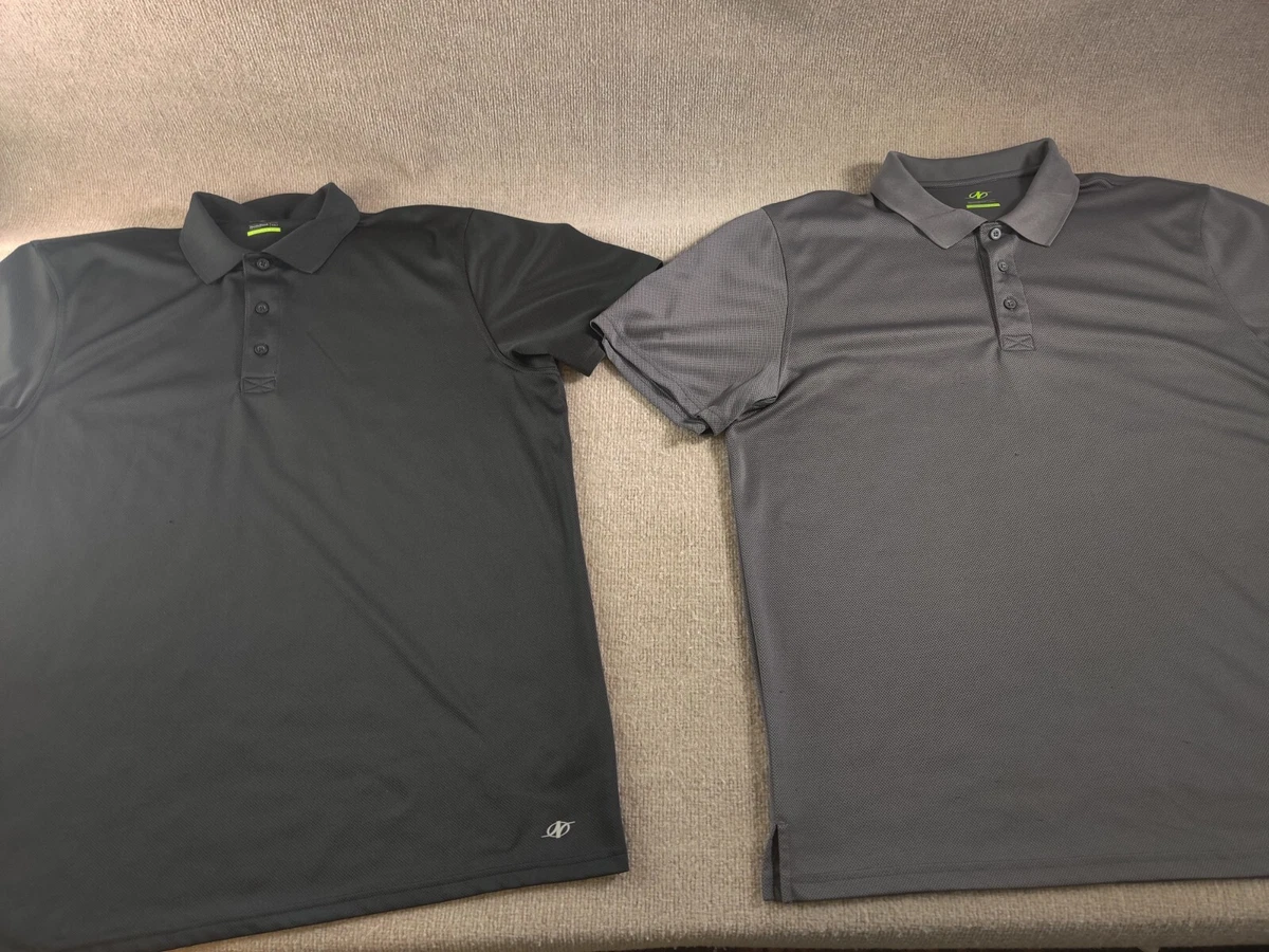 Lot of 2 NordicTrack Polo Shirt Mens 2XLT Black Gray Short Sleeve
