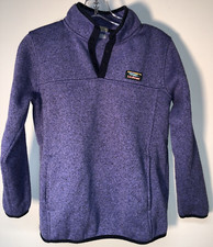 LL Bean Kids L 14-16 Better Sweater Snap Pullover Purple Marled Bin-W