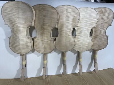 Unfinished Violin with Tiger Flame Maple Back side Handmade