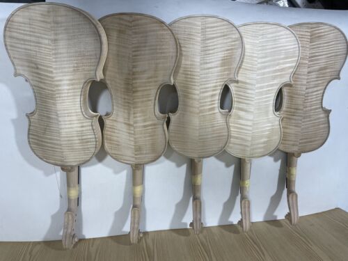 Unfinished 4/4 size white Violin 4 String Flame Maple Back With Fretboard - Picture 3 of 11