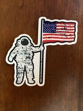 Astronaut Sticker USA Flag Moon Waterproof America Space Gift NEW
