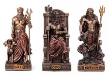 Zeus, Hades & Poseidon - Set of 3 Great Greek Gods - Bronze Miniature Figurines