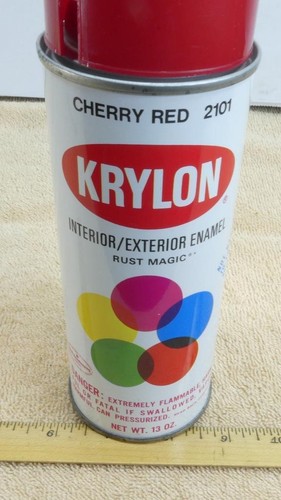 Vintage KRYLON Borden Spray Paint Metal Can Cherry Red 2101 Near Full ! - Picture 2 of 8