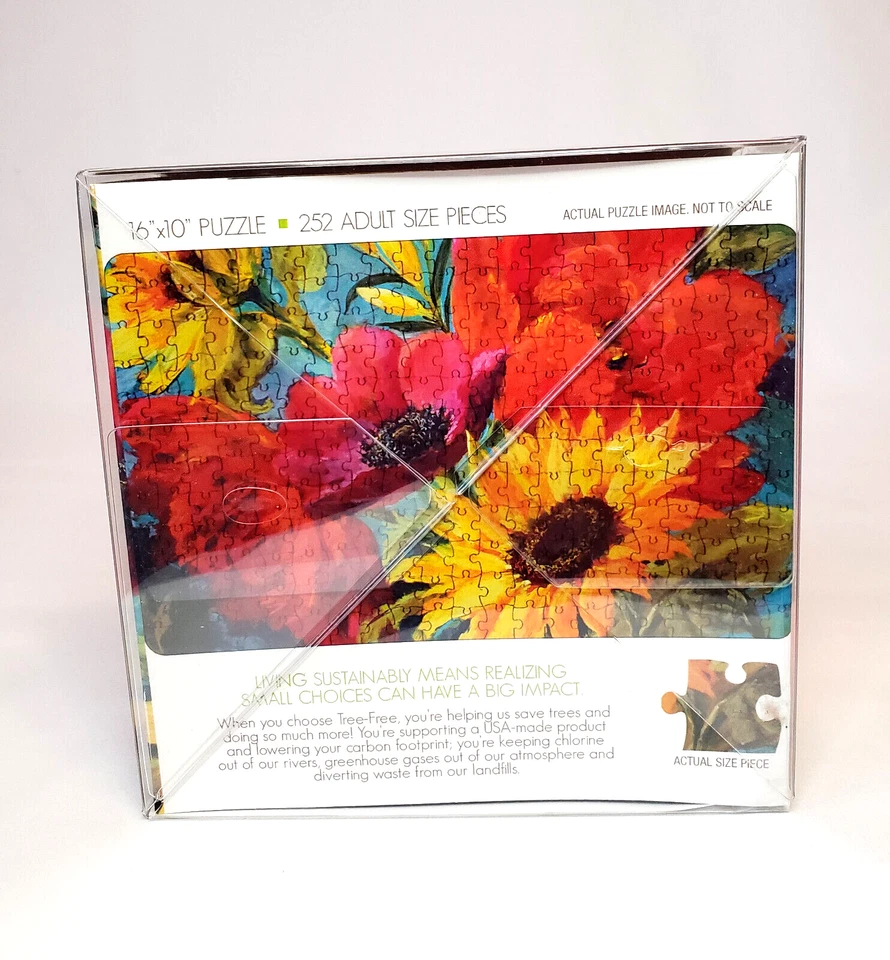 Rompecabezas de arte 16"x10" flores vibrantes en azul 252 piezas Puzzle hecho en Estados Unidos nuevo Foto 2 de 2