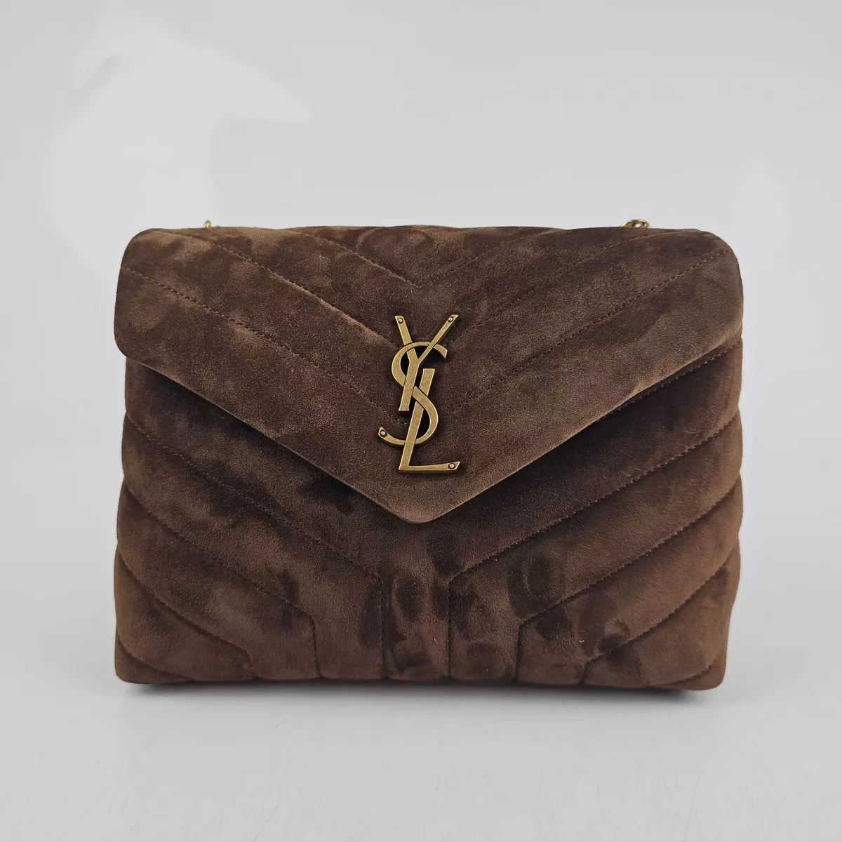 Saint Laurent Small Loulou Monogram Brown Coffee Suede Bag New FW23