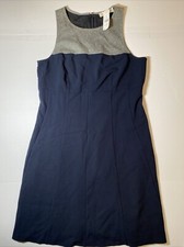 Loft Sleeveless Sheath Blue Gray Dress 10 Ann Taylor Fit & Flare NWT