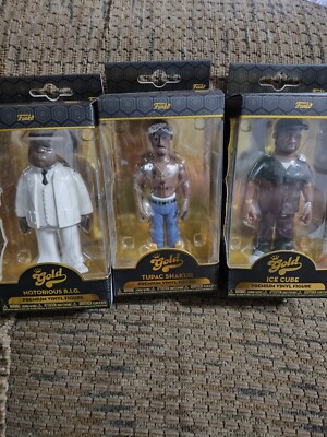 Funko Gold Tupac Notorious BIG Ice Cube Premium Vinyl Figures Lot Of 3 Hip Hop