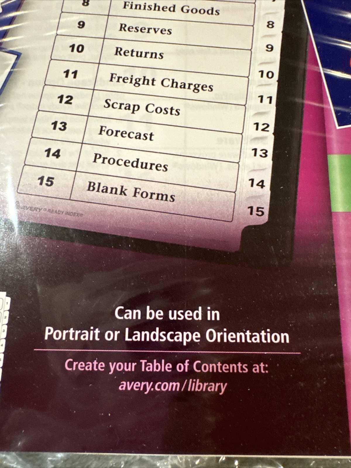NEW Avery Ready Index Table of Contents Dividers 15 Tab 3 Sets 11079