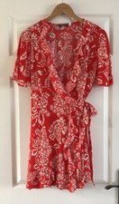 Mint Velvet Gorgeous Red Floral Print Mini Wrap Dress Size S