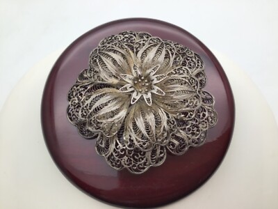 Broche Ancienne Plume En Argent Filigrané - Vintage, Argent Sterling, Bon état