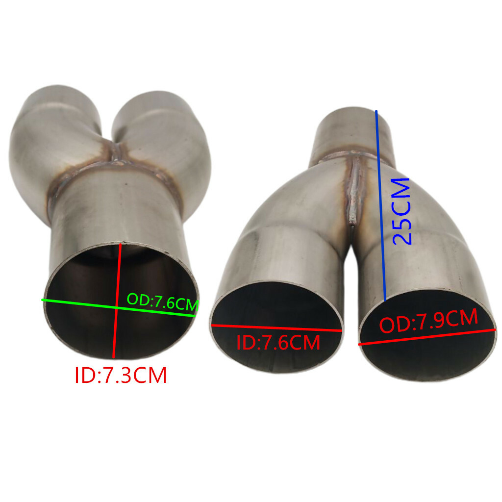 2-into-1 Exhaust Collector Reducer - Stainless Steel, Dual 3in Inlet, Single 3in Outlet - View #4